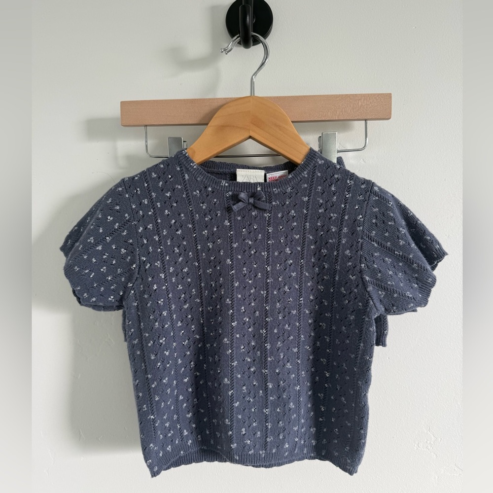 Zara 4T Blue Knit Floral short set